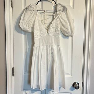 Princess Polly White Lace-Up Babydoll Mini Dress